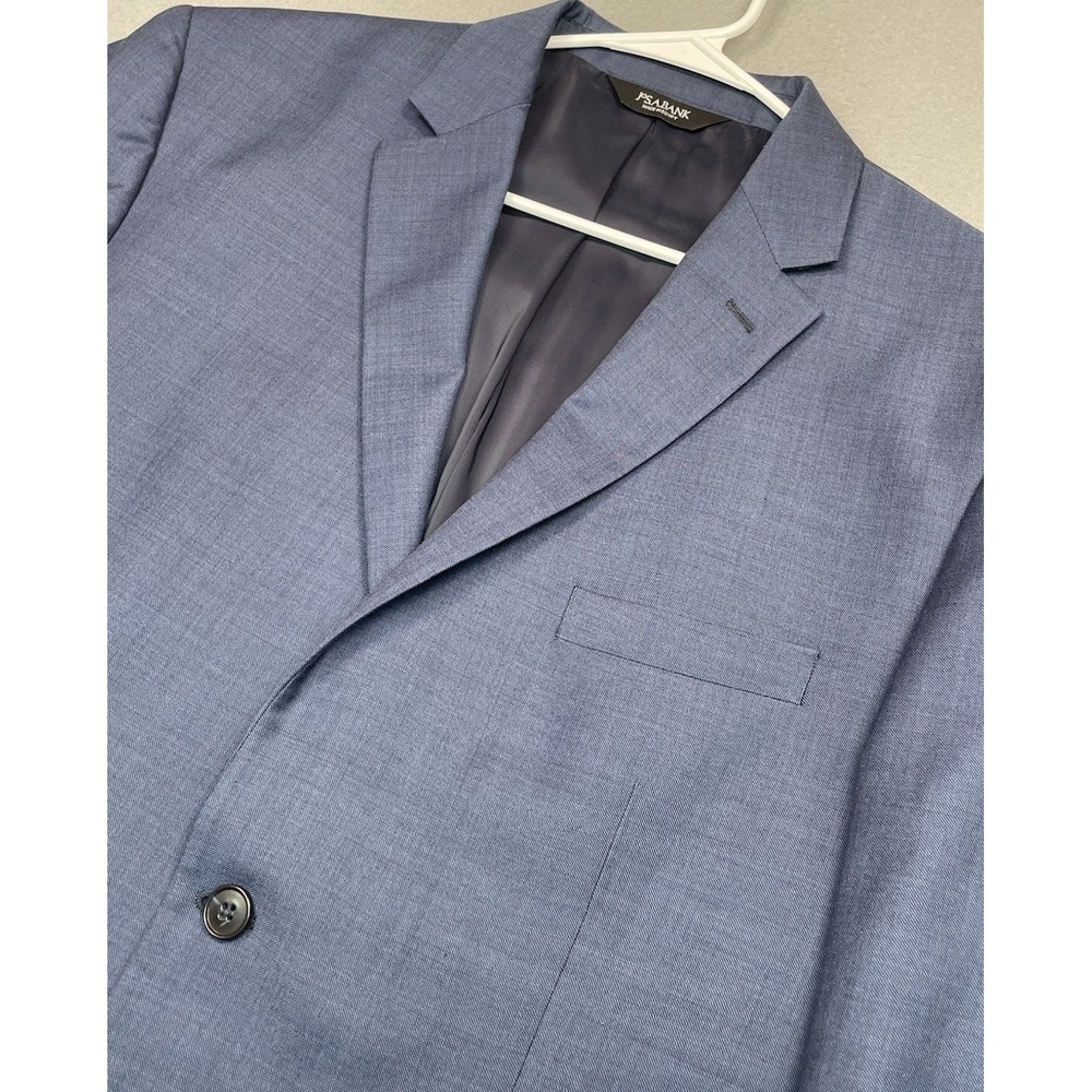 Jos A Bank Mens Traveler Suit 46R 40x27 Navy Blue Tailored Fit Wool 2 Piece Hymn - Picture 3 of 16